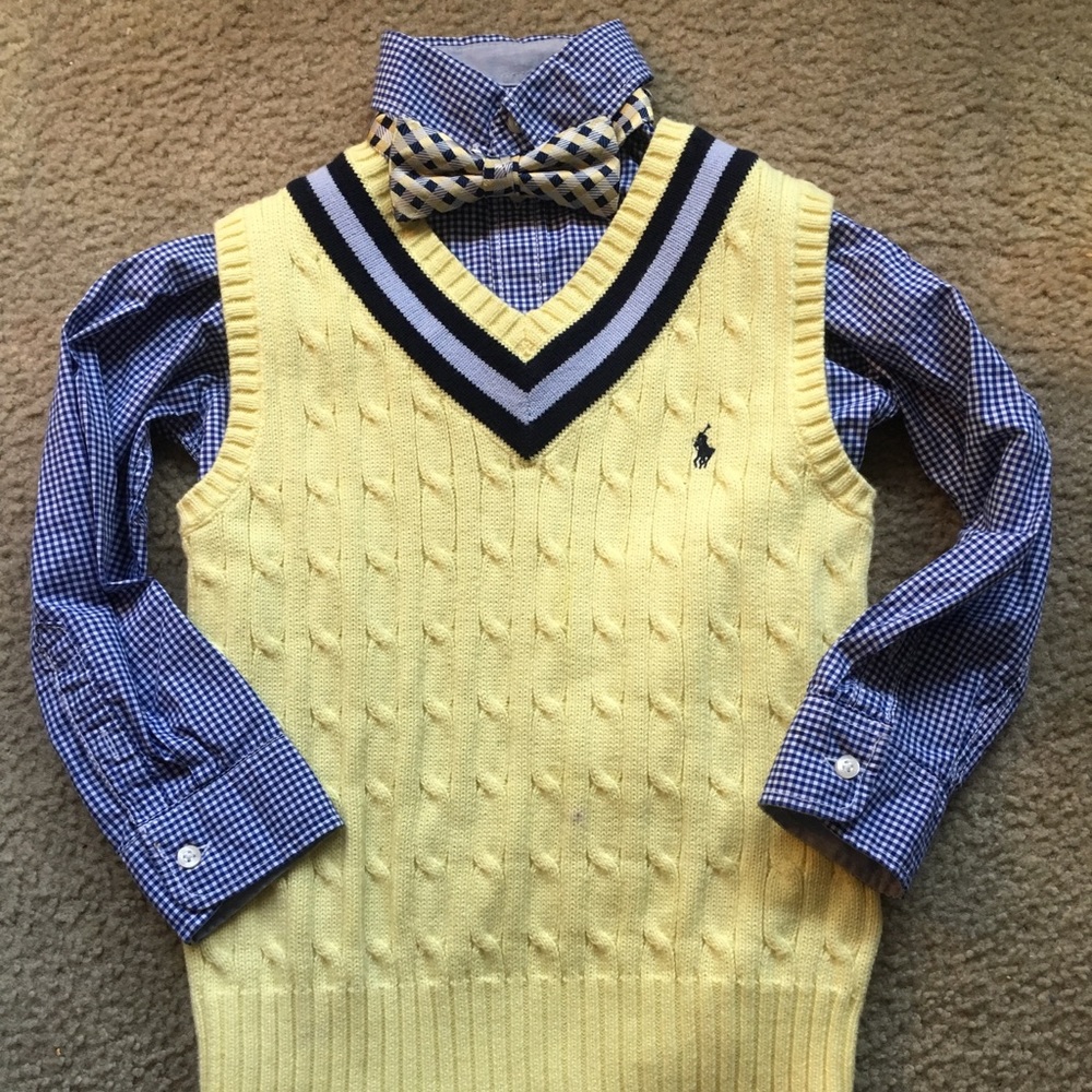 Polo vest shirt & bow tie Great for Easter 🤩